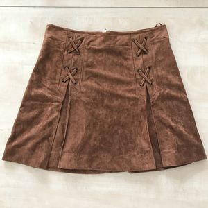 Tan suede cross cross skirt